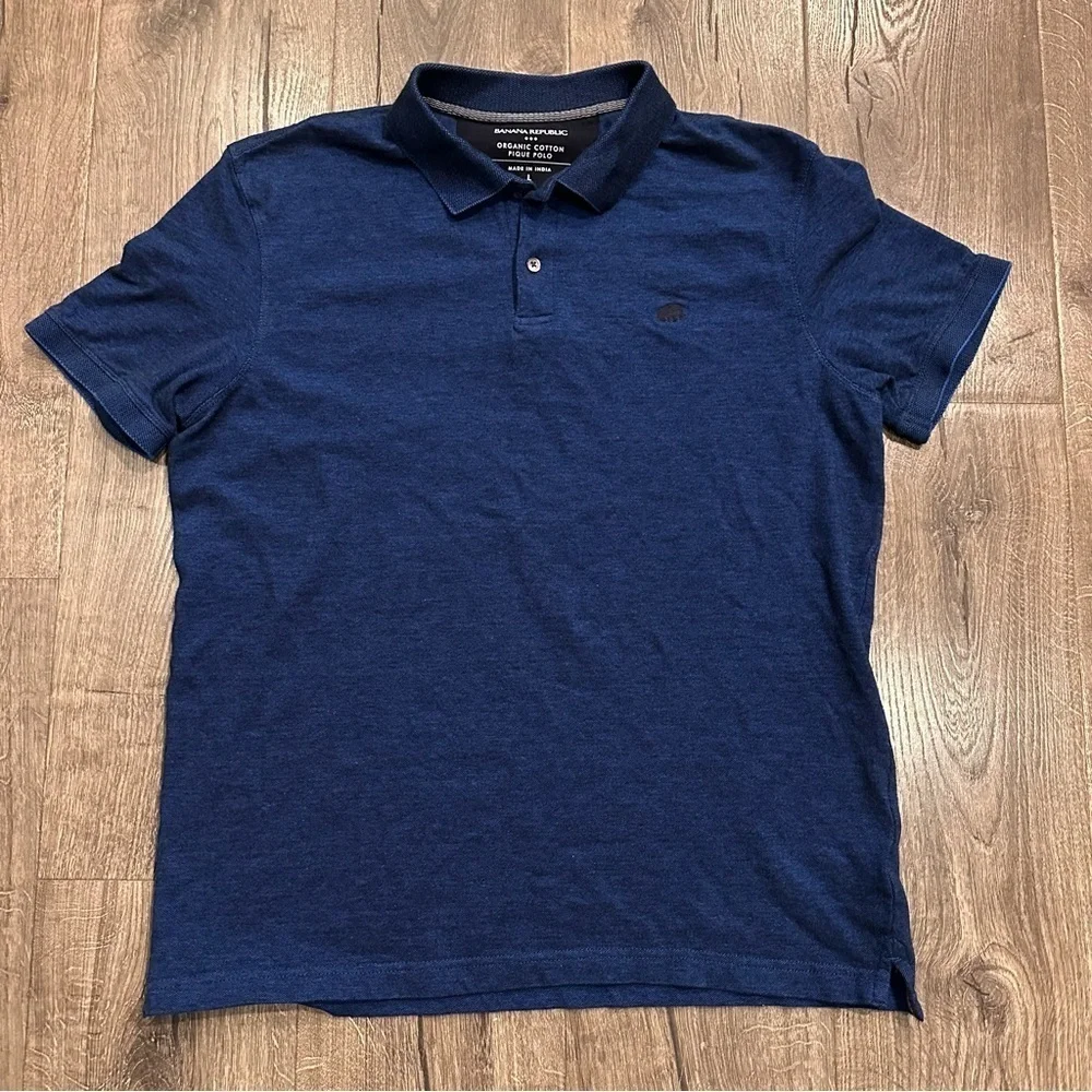 Banana Republic Polo Shirt Organic Cotton Pique Golf Short Sleeved L Royal Blue